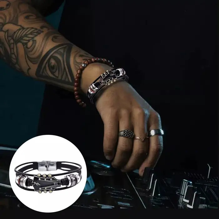 Bracelet en cuir véritable pour homme