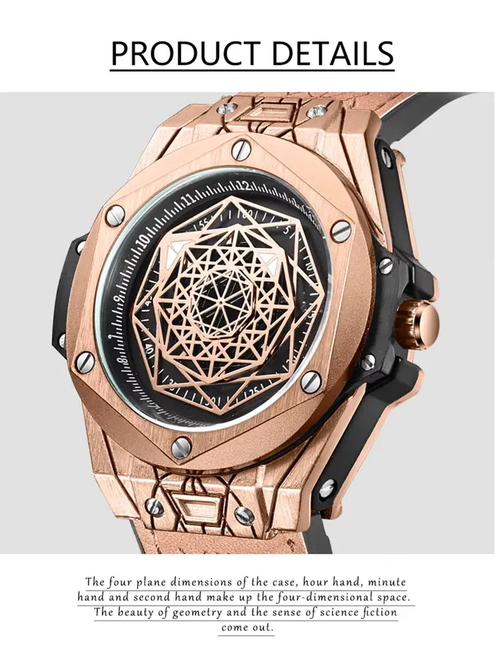 Montre à quartz étanche en or pour homme