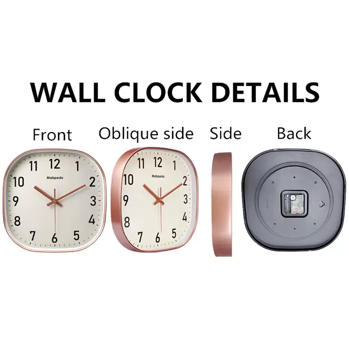 Horloge murale carrée en quartz de 8 pouces