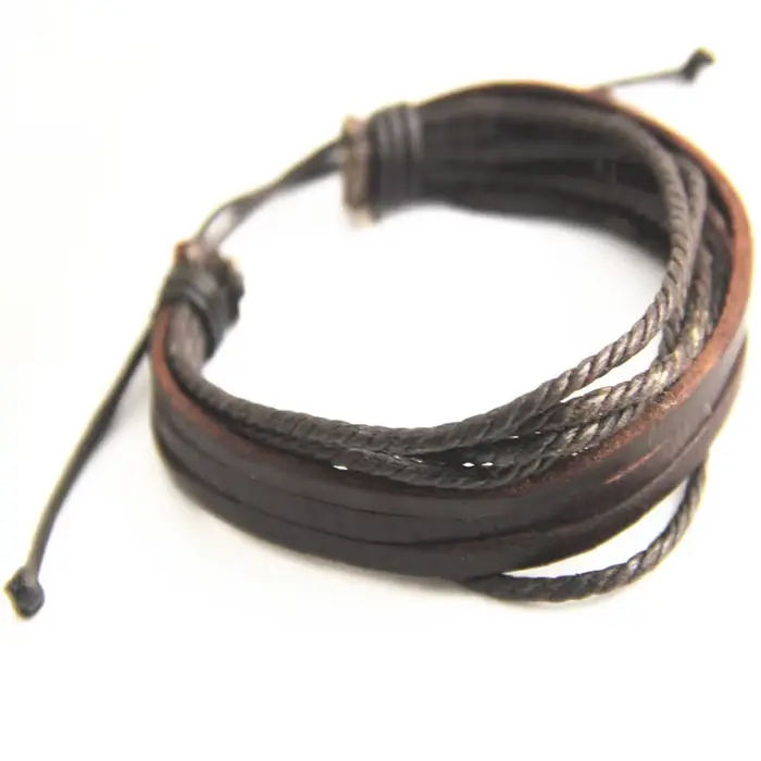 Bracelet en cuir multicouche tissé à la main pour hommes