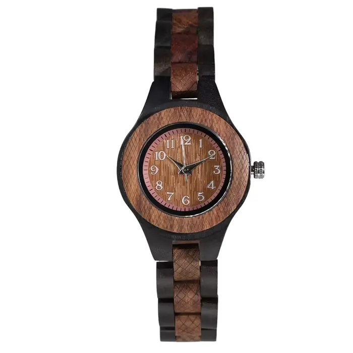 Montre à quartz en bois élégante pour femmes