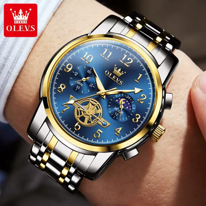 Montre-bracelet à quartz en acier inoxydable pour homme