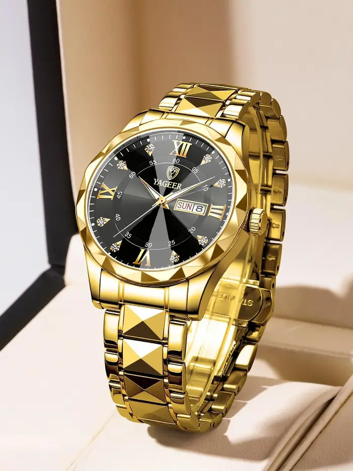 Montre à quartz lumineuse pour homme en acier inoxydable