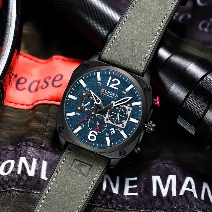 CURREN – montre chronographe carrée vintage pour hommes