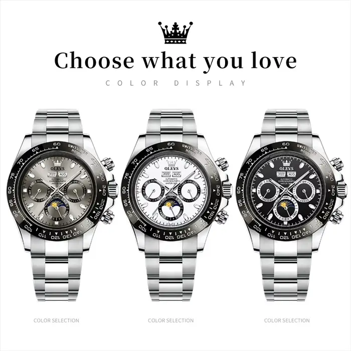 OLEVS 6654 montre de luxe pour hommes chronographe automatique mécanique montre-bracelet étanche lum