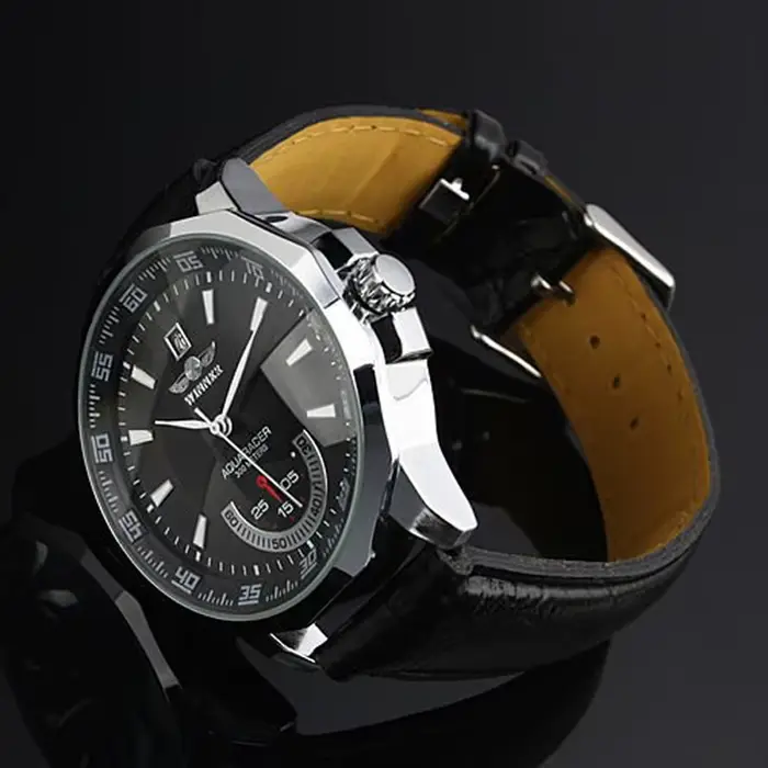 Montres mécaniques automatiques pour hommes avec bracelet en cuir, montres-bracelets de luxe, montre