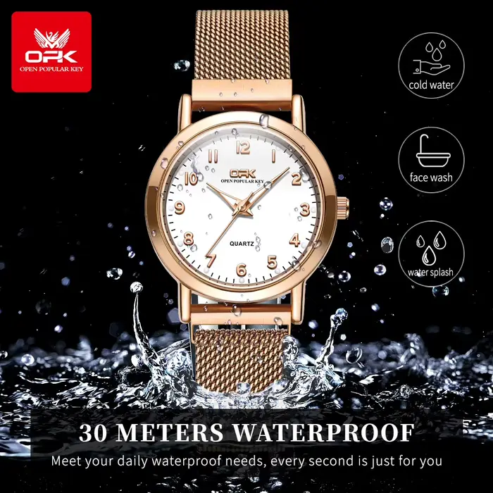 OPK 8115 montre pour femme Simple mode originale montre-bracelet à Quartz en acier inoxydable maille bracelet