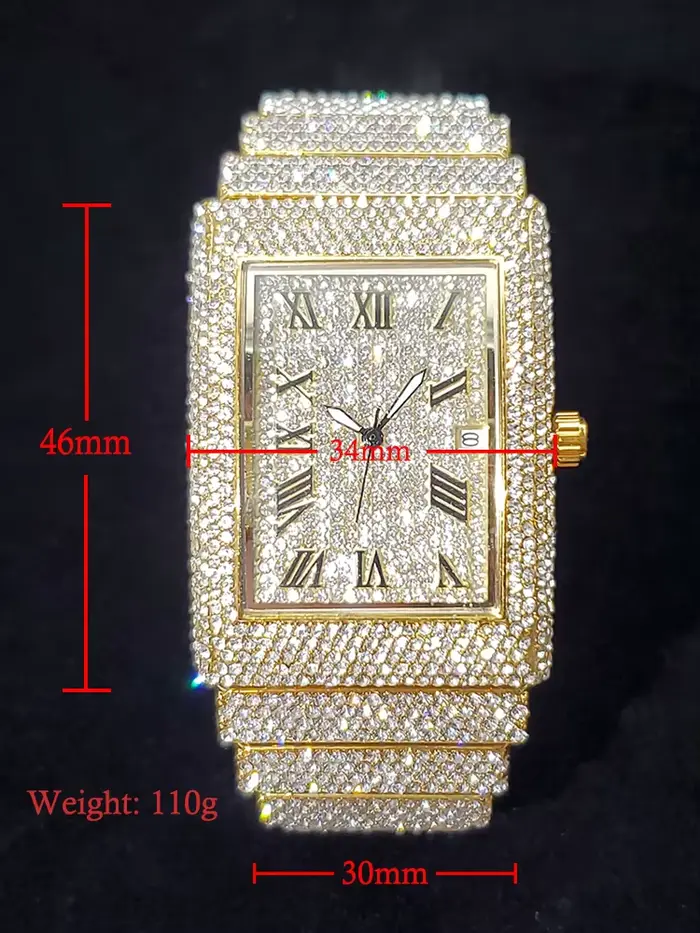 Montre à Quartz Luxe Rectangle avec Calendrier Complet et Bracelet Alliage pour Hommes Occasions Spéciales