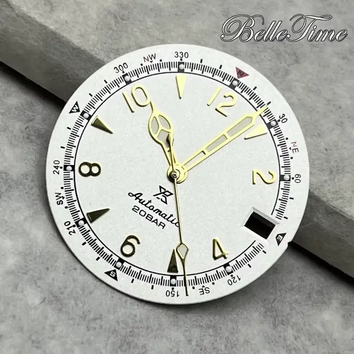 Cadran de montre vintage 28.5mm avec aiguilles luminescentes vertes pour mouvements NH35/36, style fashion et casual, idéal pour femmes et hommes, pour toutes les occasions spéciales