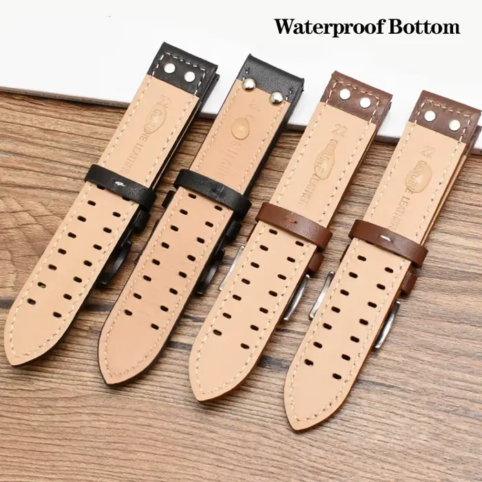 Bracelet de montre en cuir véritable pour hommes