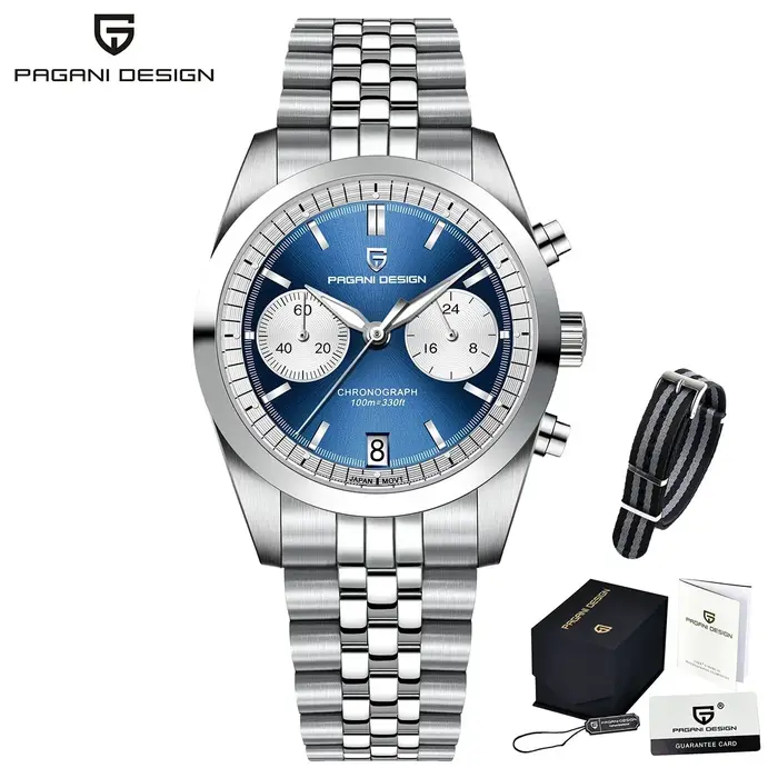 Montre Pagani Design Quartz Robe Acier Inoxydable Bracelet Lumineuses Fonction Chronographe Occasions Spéciales