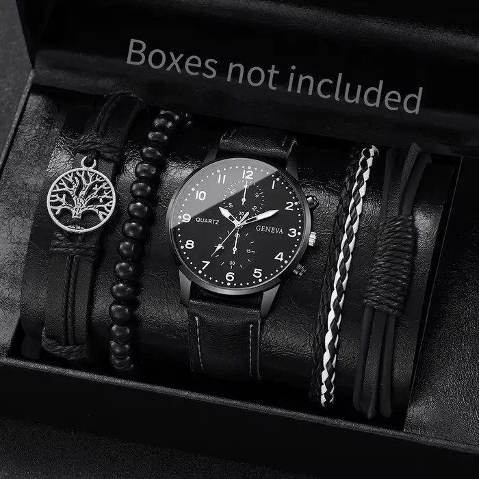 4/5 pièces mode hommes montres homme d'affaires Quartz montre-bracelet Vintage en cuir Bracelets ensemble Reloj Hombre (sans boîte)
