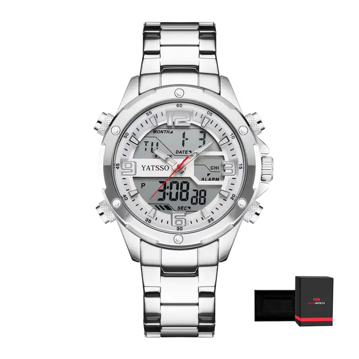 Montre hybride homme résistante à l'eau avec affichage analogique-digital et fonctionnalités avancées pour activités quotidiennes et sportives