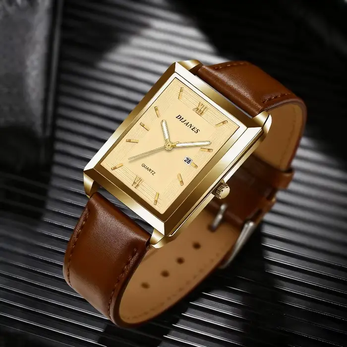 Top marque hommes montres mode Simple bracelet en cuir analogique Quartz