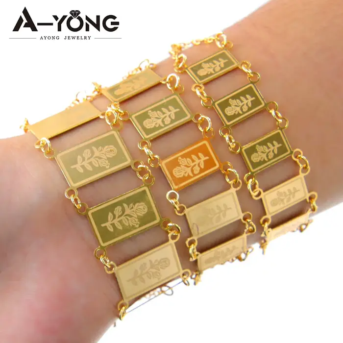 Bracelet de manchette de document en or arabe plaqué or 18 carats pour femmes islamiques