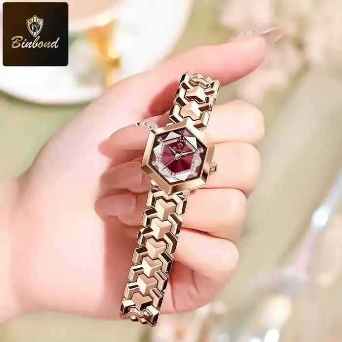 BINBOND mode élégante femmes montre à Quartz losange miroir étanche montre-bracelet lumineux diamant cadran Original