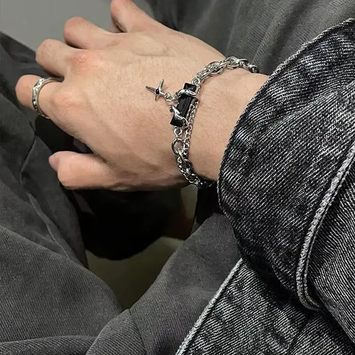 Bracelet rétro en Zircon noir pour hommes et femmes