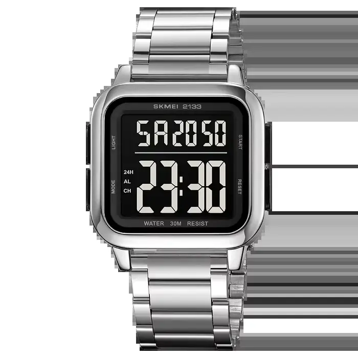 SKMEI 2133 montres numériques mâle alarme Reloj Hombre luxe en acier inoxydable lumière Sport montre
