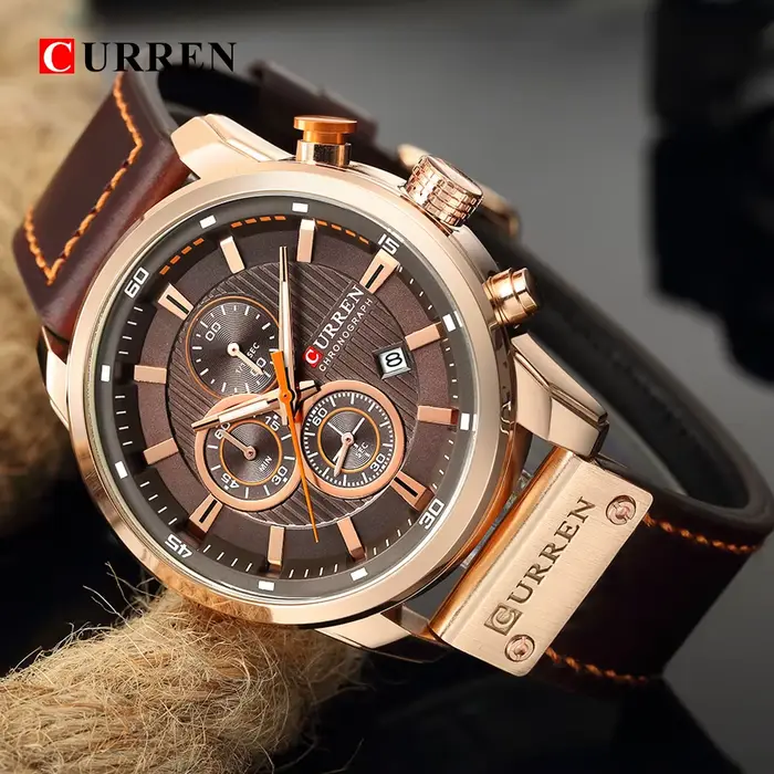 Montre Curren homme quartz multifonction sportive élégante pour homme avec fonction date et chronographe occassions spéciales