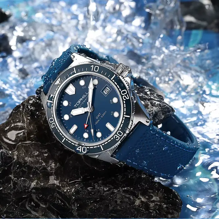 Montre automatique Tophill TD011G avec lunette en céramique résistante à l'eau 100m pour hommes styles sportifs et élégants ocassions diverses
