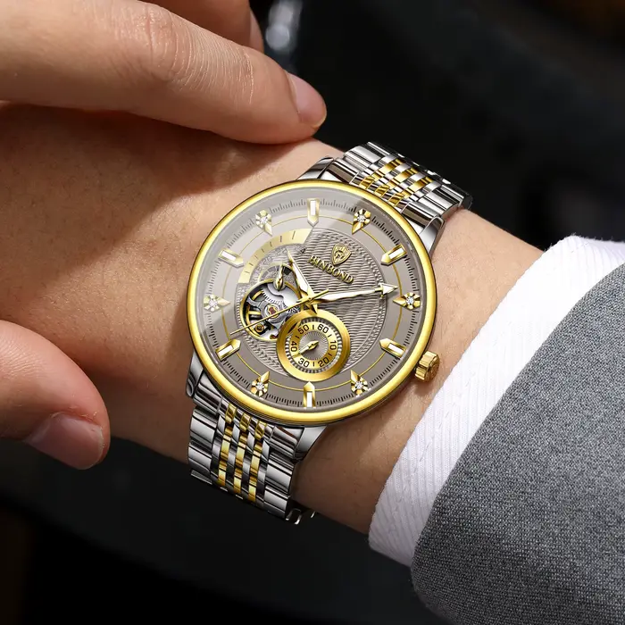 Montre-bracelet mécanique automatique tourbillon pour homme BINBOND