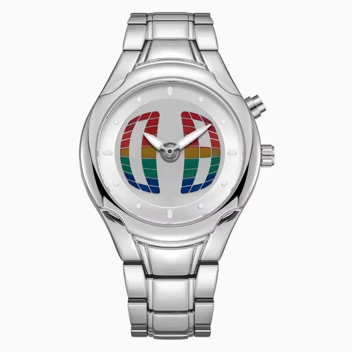 Montre Homme Luxe Globe Arc-en-ciel Forme Organique Unique Boîtier Futuriste Y2K Rétro Quartz Bracel