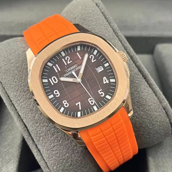 Montre pour hommes mécanique entièrement automatique en or Rose véritable marque de luxe en acier lumineux étanche