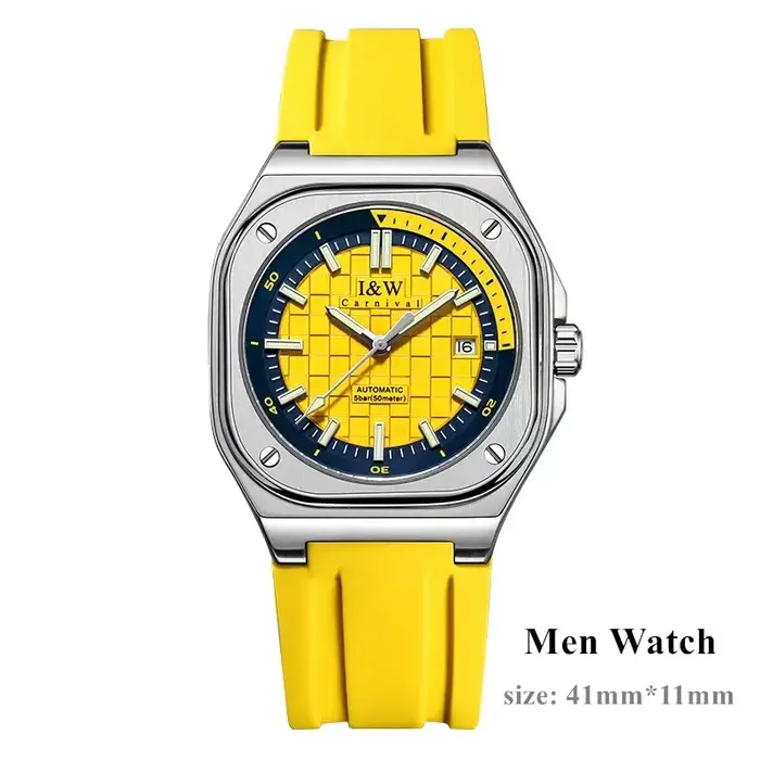 Montre CARNIVAL I & W montres mécaniques pour Homme femme marque de luxe Montre-bracelet automatique hommes femmes 50 M étanche Reloj Hombre