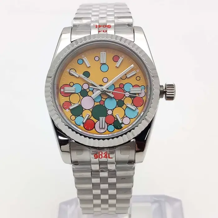 Montre-bracelet de luxe en acier inoxydable pour hommes et femmes, verre saphir, étanche, cadran jau