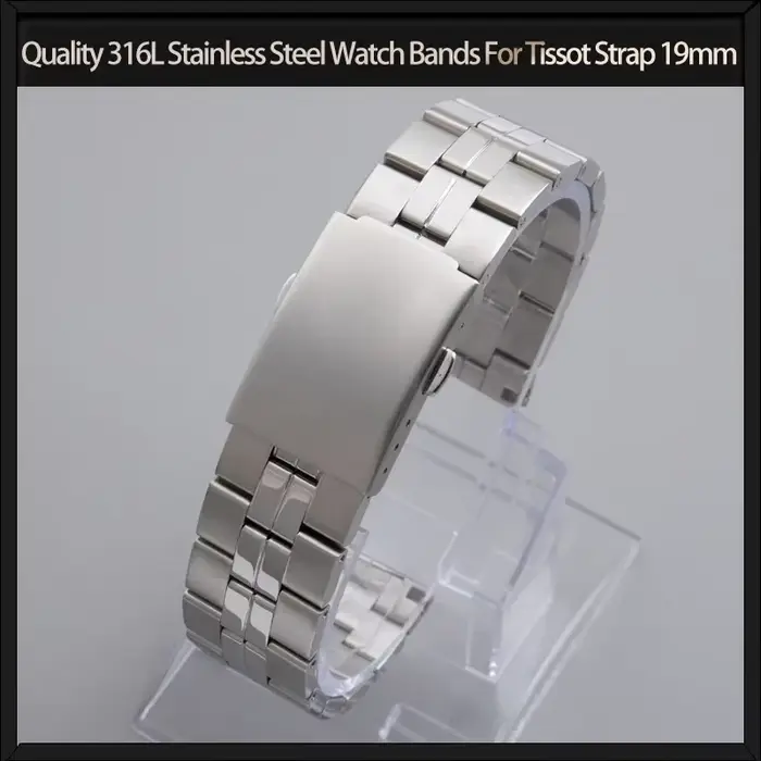 Bracelet en acier inoxydable 316L pour montres traditionnelles série PR100 Tissot largeur 19mm pour homme et femme occasions spéciales elegance noir jaune