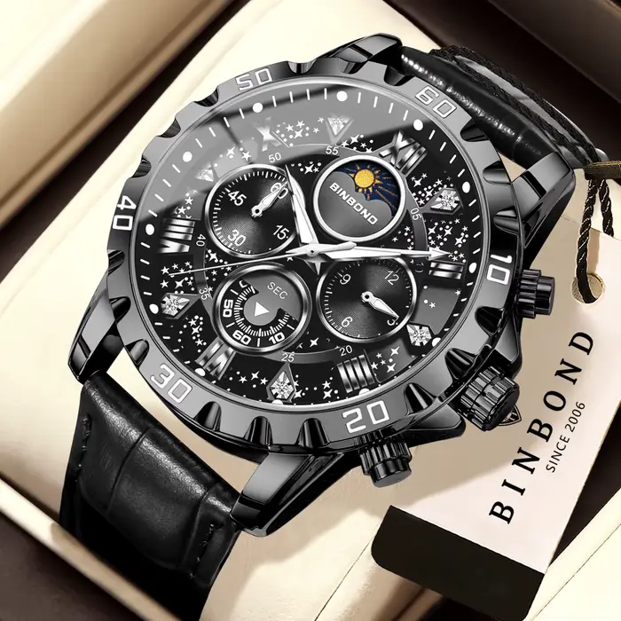 Montres en quartz authentiques BINBOND pour hommes