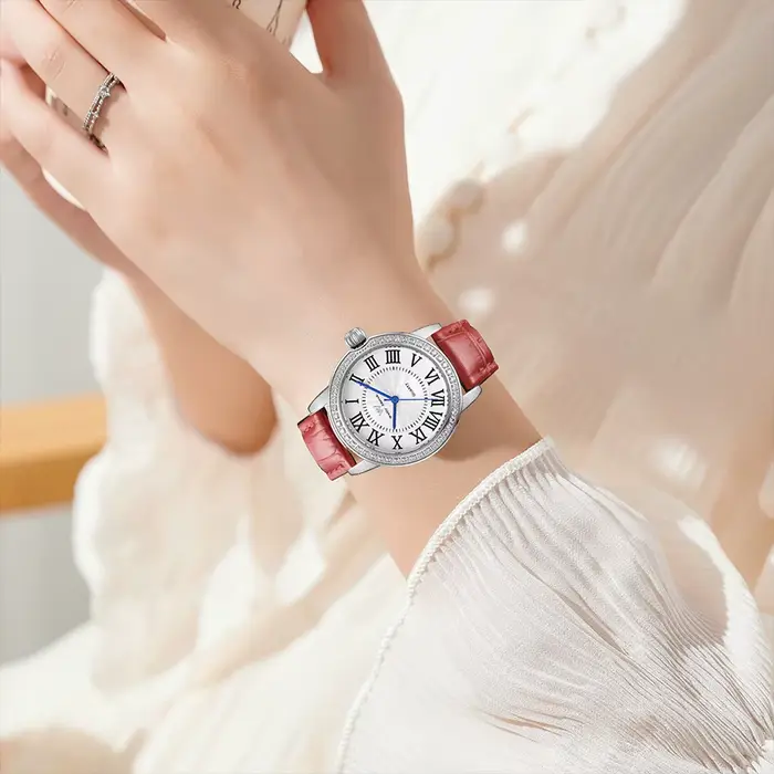 Montre rétro quartz élégante pour femme résistante à l'eau et saphiroccasion spéciale et quotidienne