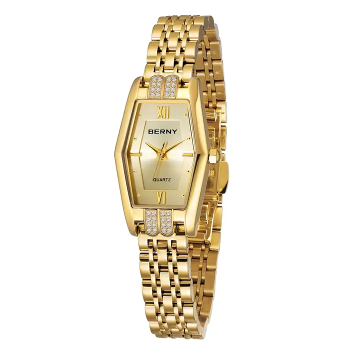BERNY montres en or pour femmes élégant délicat hexagone dames