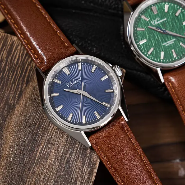 Chameri Nouvelle Montre à Quartz GS05 Mouvement à Seconde Flottante VH31 Montres Vintage 40mm Étanche 50m Verre Saphir Montre-Bracelet Homme