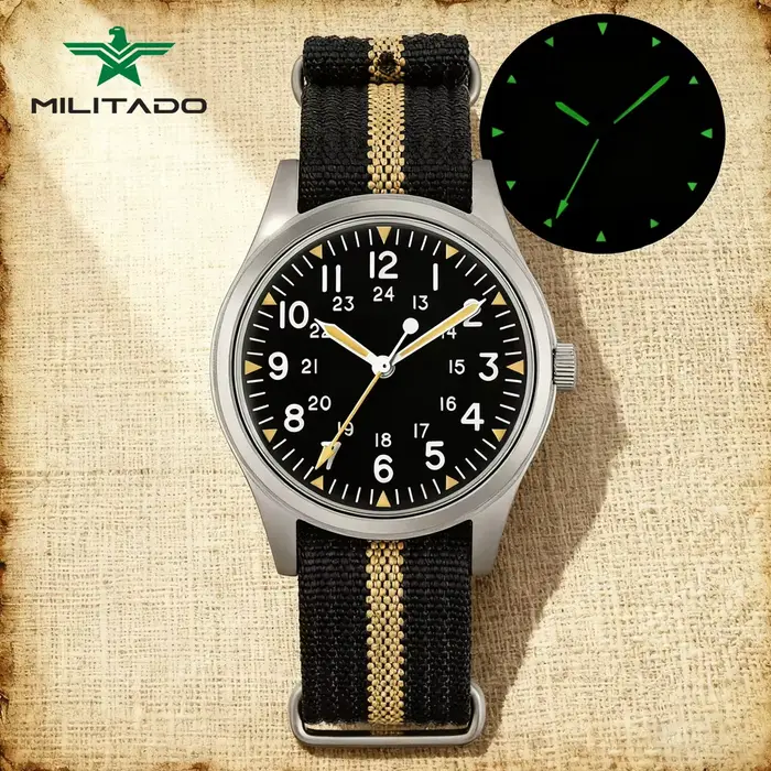 Militado ML07 montres à Quartz Vintage mis5 Super 2035 mouvement saphir ou K1 lumineux 36Mm étanche