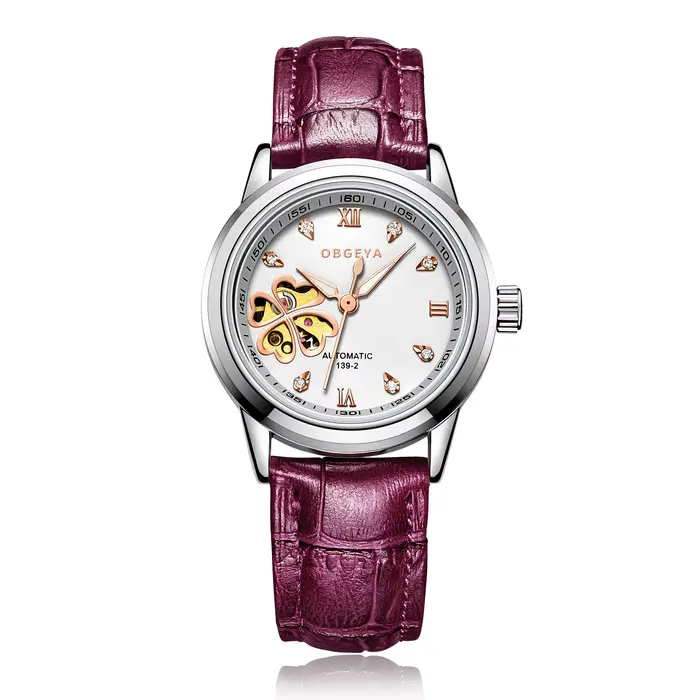 Montres mécaniques automatiques pour femmes, diamant, quatre feuilles, Everver, montres-bracelets po