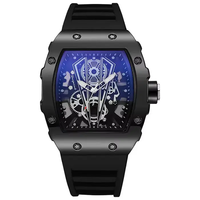 Montre à quartz Richard 2026 ajourée en forme de tonneau de vin pour homme, montre en silicone pour 
