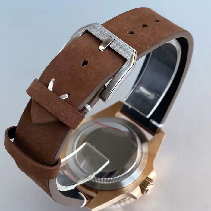 Montre automatique Tandorio Real CUSN8 en bronze avec mouvement NH35/PT5000 pour homme, résistance à l'eau 20 ATM, bracelet en cuir, occassions quotidiennes et formelles