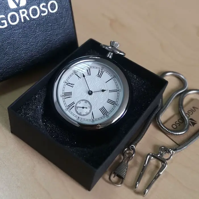 VIGOROSO montre de poche mécanique de luxe de haute qualité Jade et boîte en acier inoxydable