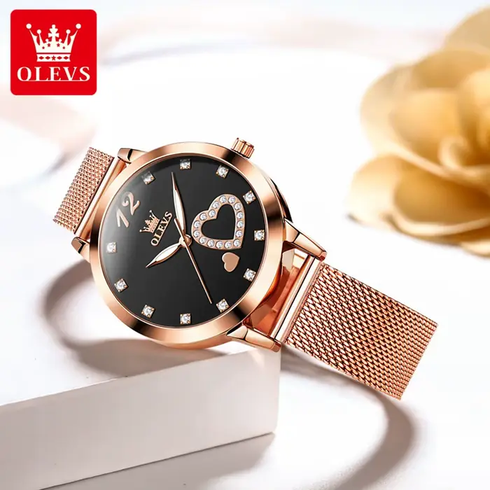 OLEVS 5189 montre à Quartz Simple pour femmes diamant amour coeur conception mode élégant or Rose bracelet en acier