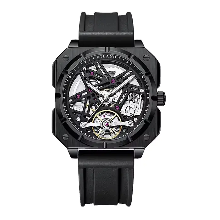 Montre automatique à tourbillon AILANG 8011 2026 à cadran carré, montre squelette mécanique à tourbi