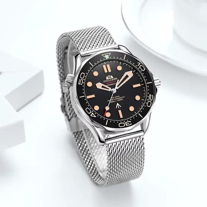 Montre d'affaires classique pour hommes montres mécaniques automatiques haut de gamme de luxe en acier inoxydable