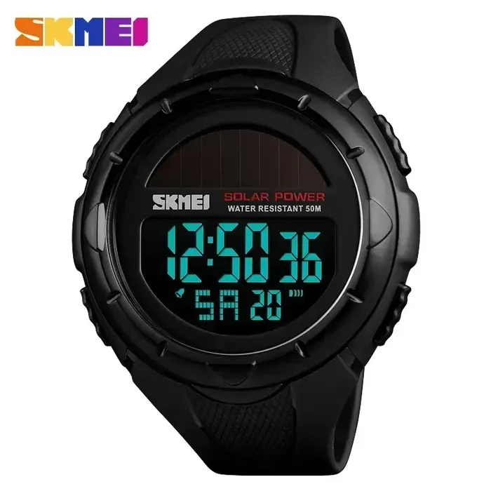 SKMEI 1405 solaire pour l'alimentation alarme environnementale mâle horloge reloj hombre hommes montres lumineuses