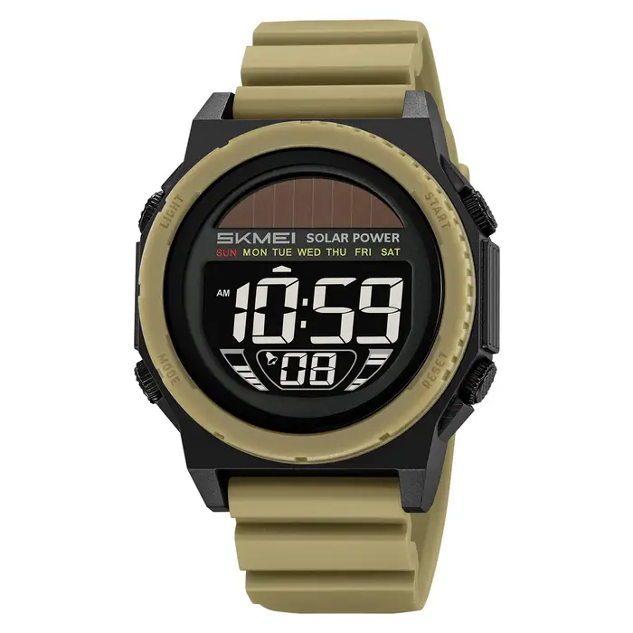 Montre-bracelet de sport numérique à énergie solaire pour homme