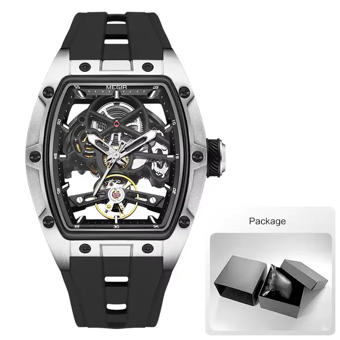 MEGIR 2242 montre automatique bleue pour hommes Sport montre-bracelet mécanique étanche en acier ino