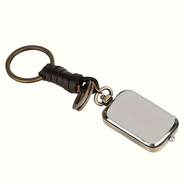 Montre de poche en bronze carrée rétro double affichage de l'heure mouvement à quartz sans couvercle pendentif style antique porte-clés élégant pour homme et femme occasions spéciales