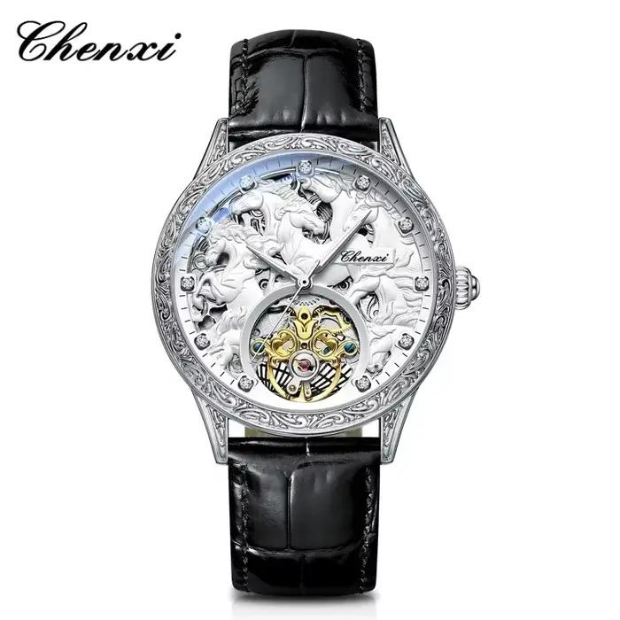 CHENXI 6029 montre hommes Design de mode cheval montres bracelet en cuir automatique montres mécaniq