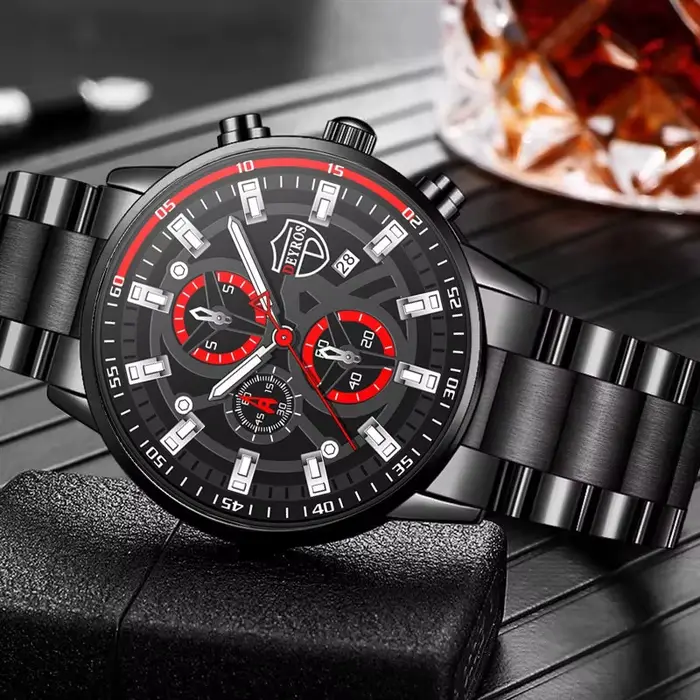 Montre de sport à quartz noire pour homme