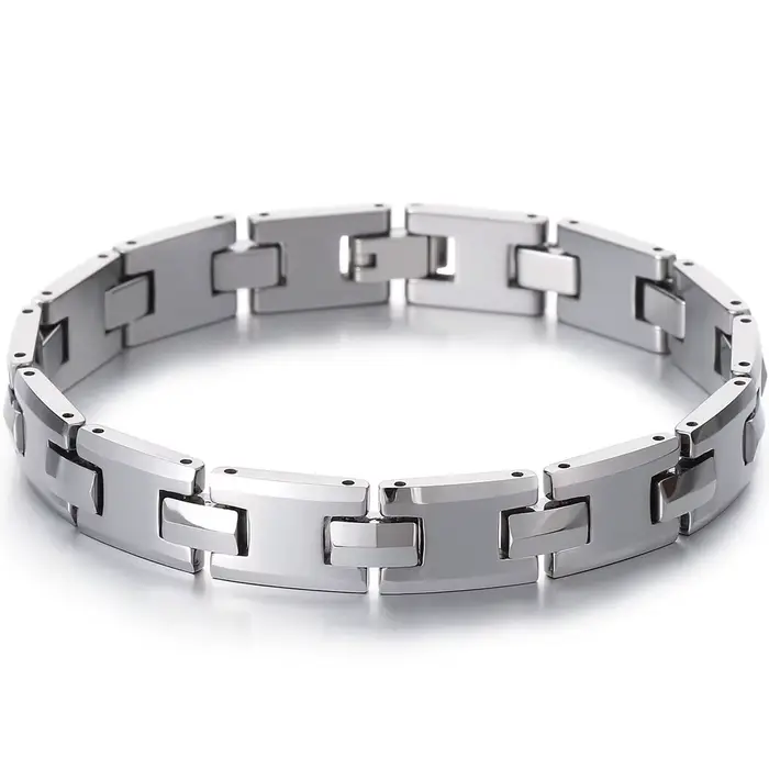 Bracelet en acier tungstène pour homme, style chaîne de montre minimaliste hautement poli, cadeau d'