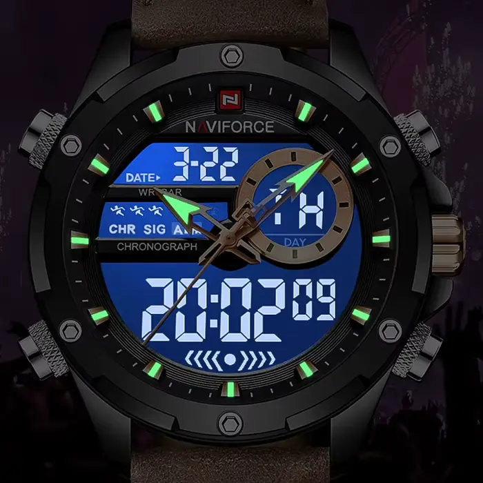 Montre militaire étanche homme avec cadran lumineux et fonction LED pour activités sportives et exploration